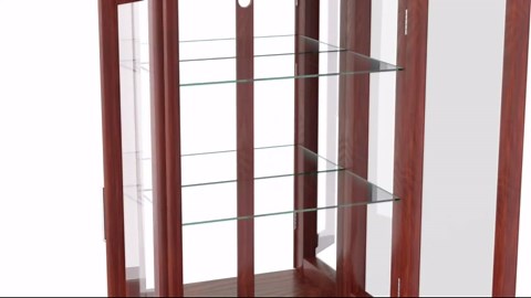 Curio Cabinet Lighted Curio Diapaly Cabinet with Adjustable Shelves and Mirrored Back Panel, Tempered Glass Doors (6 Tier), (E26 light bulb not included)