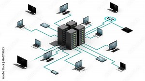 Internet of things technology connect server system. IoT, 3D dimension view. Stock Video