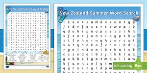 New Zealand Summer Word Search