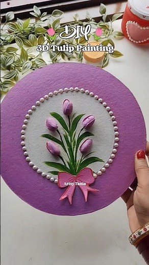 DIY 3D Tulip Painting🌷 #short #diy #craft #viralvideo #viralshorts #handmade #art #3dart #homedecor