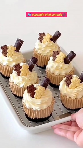 Coffee Mousse Cake🍰 preparation take a bowl oreo biscuit crumbs 70g melted butter 30g melt the butter on a double boiler mix well muffin mold 6 cups muffin paper cups refrigerator for 10min coffee mousse preparation take a bowl cream cheese room temperature 180g sugar 20g mix well on a separate bowl whipped cream 150g mix until thickened add the whipped cream on the cream cheese bowl mix well on a separate bowl 50ml hot coffee 5g soaked gelatin mix well add the coffee on the cream cheese bowl m