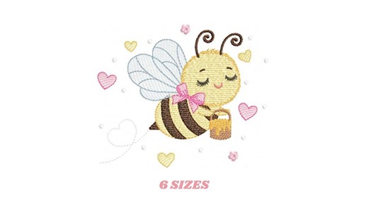 Bee Embroidery Design - Female Bee With Honey Machine Embroidery Pattern - Beekeeping Kitchen Towel File - Instant Digital Download Pes Jef - Etsy