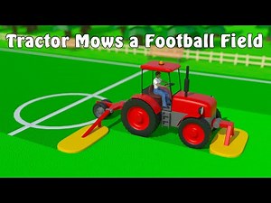 Satisfying Grass Mowing Animation | Tractor Cutting Football Field ASMR