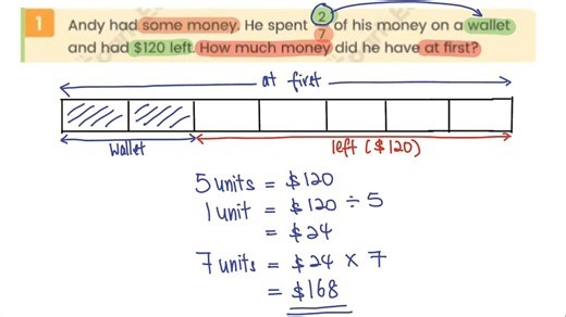 P4 Word Problems_Fractions I_Part-Whole Model_Homework Q1