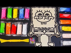 Floam Slime Painting Spongebob Squarepant - How To Painting with Slime ASMR