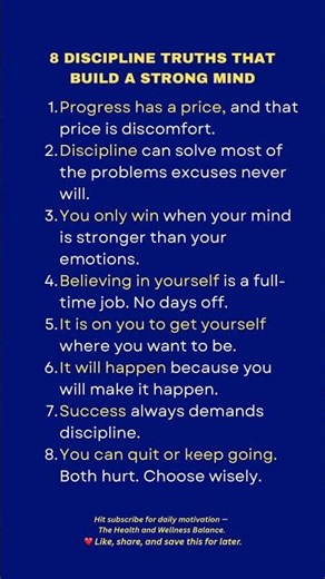 8 Hard truths about discipline #discipline #mindset #shorts