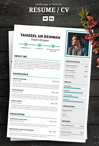Resume/CV - Landscape & Portrait (FREE DOWNLOAD) - Tanzeel Ur Rehman