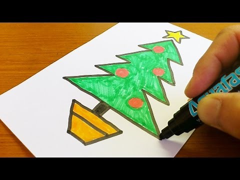 Very Easy ! How to Draw a Christmas tree - Easy and Cute art on paper