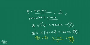 A capacitor of unknown capacitance is connected across a batter... | Filo