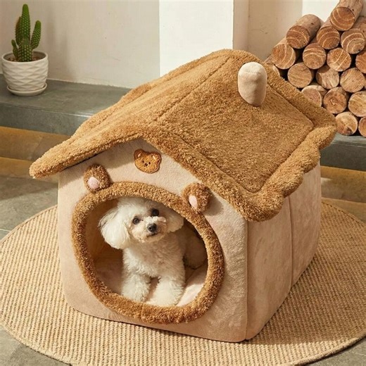 Foldable Soft Dog Crate Bed – Warm Enclosed Dog House for Small & Medium Dogs - Etsy