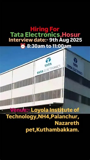 Jobs adda | Share to Your Job searching Friends 👍,Hiring For Tata Electronics, Hosur,#jobvacancy #jobnotification | Instagram