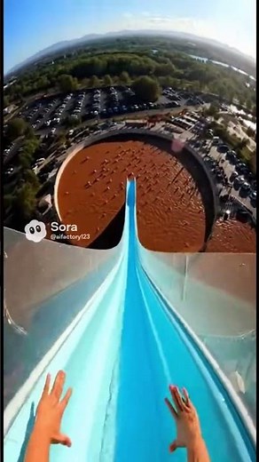 Waterslide into pool full of poop