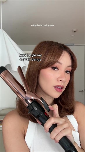 how i style my curtain bangs 🤎 probably one of my most requested tutorials! i’ve tried rollers, straightening irons, and this is the one method that never fails me 🥰 my hair cut and colour is by @eclat.atelier, lashes are @Fancy Lash #curtainbangs #hairtutorial wispy bangs curtain bangs styling