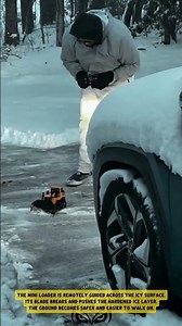 Remote control mini loader with front blade for precise and safe ice removal