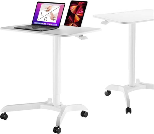 One Leg Pneumatic Height Adjustable Standing Desk with Gas Spring Ergonomic Easy Assembly Office Laptop Table for Adult Learning