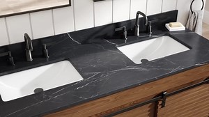 DELUXE DL LIVING Harris 31 in. Single Sink Freestanding Brown Bath Vanity with Black Sintered Stone Top and Backsplash Assembled DLV2402730BA