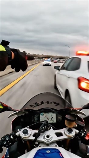 Motorcycle Behind Police Car Highway #pov #traffic #police