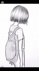 Girl with Backpack | Pencil sketch #drawing #pencilsketch | Drawing Book