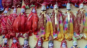 traditional puppet many at street shop from flat angle