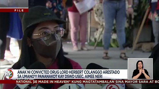 3.3M views · 30K reactions | Arestado ang anak ng convicted drug lord na si Herbert Colanggo pagkatapos umanong takutin si DSWD Usec. Aimee Neri. Pero giit ng suspek, binabawi lang niya ang perang ibinigay ng kanilang pamilya upang "ayusin" ang kaso ng ama. | TV Patrol | Facebook