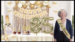 51Pcs 85th Birthday Decorations for Women, Champagne Gold 85th Birthday Decorations, 85 Sash and Crown, Banner, Fringe Curtains, Hanging Paper Fans, 85 Year Old Party Supplies Set