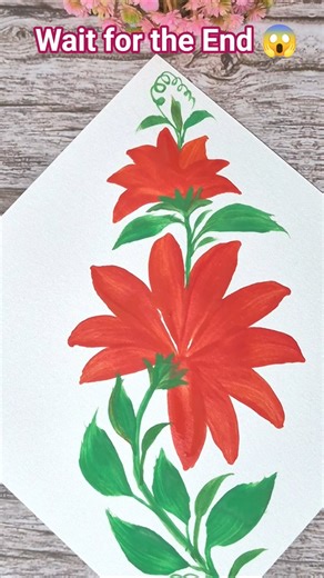 Red Blossoms ❤️❤️❤️🧡💚One-Stroke flower Painting 🖼 #art #painting #shorts #shortsfeed #artwork