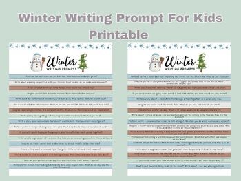 Winter Writing Prompts for Kids Printable – Seasonal Creative Writing Activity