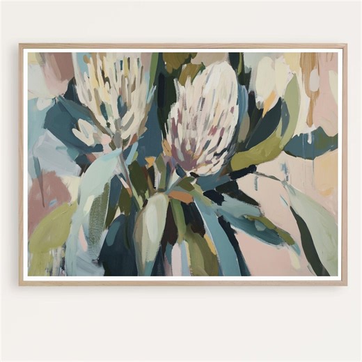 Large Abstract Flower Print, Australian Native Flowers, Banksia Art Print, Botanical Wall Art - Etsy