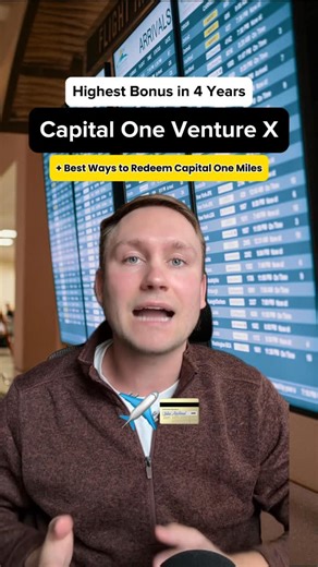 Pat | Travel & Points on Instagram: "💳 The Capital One Venture X is matching it’s highest ever welcome bonus, plus here’s how to redeem 120,000 Capital One Miles Comment “CARD” and I’ll send you my full review on the card The Capital One Venture X is currently offering 100,000 Bonus Miles after spending $10,000 on Purchases within the First 6 Months of Account Opening. This is the highest offer in 4 years and matches the initial welcome offer of the card. The normal signup bonus has been 75,000