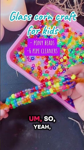 Glass corn craft using pony beads &pipe cleaners #diy #crafty #craftyideas #craftyfun #thanksgiving