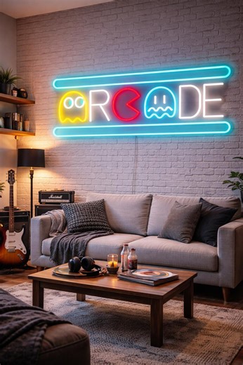 Arcade Neon Sign | Gaming Room LED Neon Wall Art | Handmade Retro Style Neon Sign - Etsy
