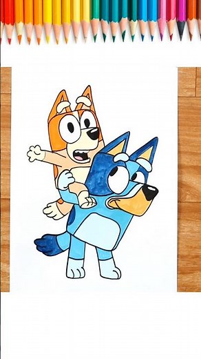 How to Draw Bluey & Bingo 🐾 #shorts #drawing #art
