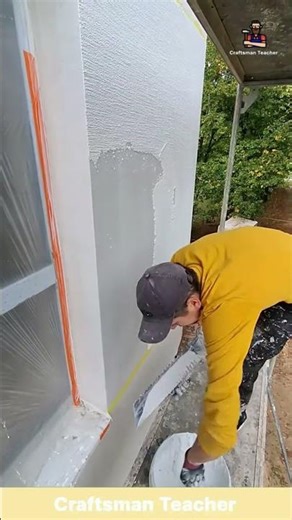 Perfect Exterior Wall Plastering: Stucco Finish #shorts #construction #craftsmanship