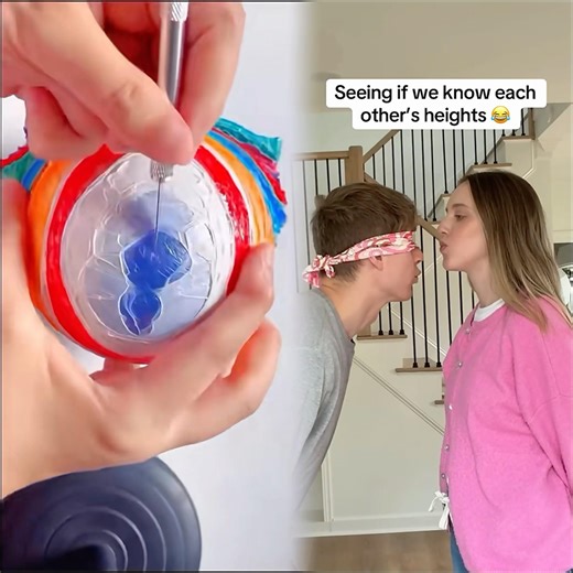 Blindfolded height guessing challenge kiss