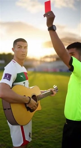 What?! Ronaldo Gets a Red Card for Playing Guitar on the Pitch! #FunnyFootball #Ronaldo