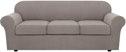 4 Piece Stretch Sofa Covers for 3 Cushion Couch Covers for Living Room Furniture Slipcovers (Base Cover Plus 3 Seat Cushion Covers) Feature Upgraded Thicker Jacquard Fabric (Sofa, Taupe) - Walmart.ca