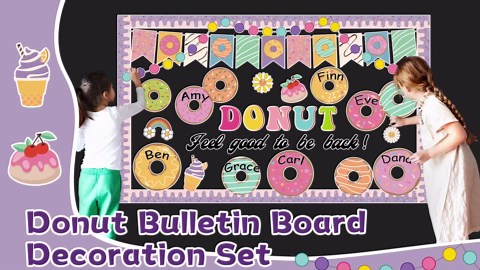 Donut Bulletin Board Motivational Classroom Decoration Hippie Donuts Classroom Bulletin Board Decorations Positive Paper Cutouts for Back to School Classroom Office Home Wall Door Chalkboard Decor