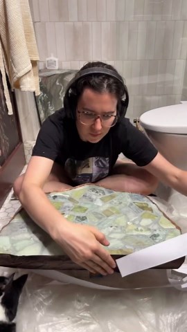 DIY Stone Backsplash Installation | Hall Bath Makeover