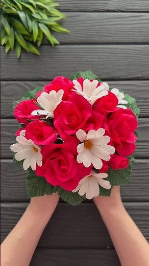 Amazing! Crepe Paper Roses bouquet DIY Flowers Decoration Craft