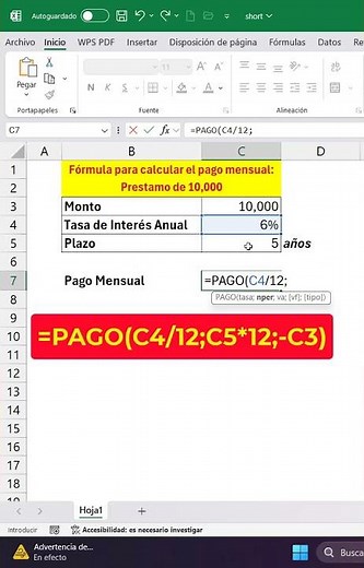 Aprende a Calcular el Pago Mensual con la Función PAGO en Excel. #excel #exceltips #exceltutorial