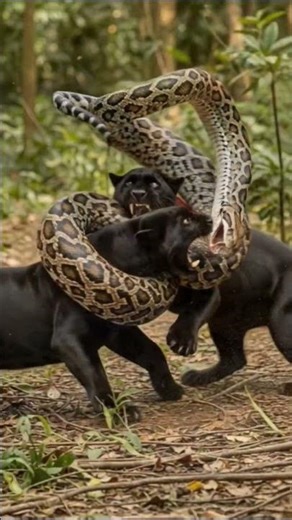 Brave Rescue Panthers Fight a Giant Python to Save Their Own