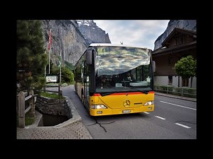 Classic Mercedes Bus Ride through the Beautiful Lauterbrunnen Valley in Switzerland