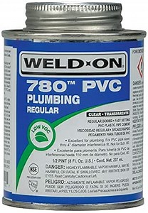 Weld-On 14003 780 PVC Regular-Bodied High Strength Plumbing Solvent Cement - Fast-Setting and Low-VOC, Clear, 1/2 Pint (8 fl oz)