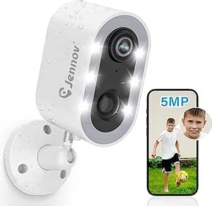 Jennov 5MP Home Security Cameras Wireless for Outdoor/Indoor - Battery Powered WiFi Camera for Home Security, IP66 Waterproof Camera,Color Night Vision,2-Way Talk,AI Human Detection,SD/Cloud Storage