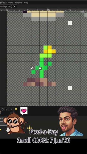 Newbie Pixel Art: SMALL Crop CORN (241st Pixel-a-Day) 16x16 | 7 Jun, 2026 #pixelart