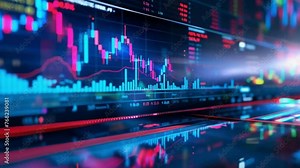 Stock Market monitor screen while open market for trading sell and buy stock online. Business economic and finance concept. hyper-realistic video