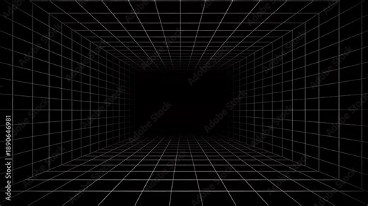 Dynamic grid tunnel leading into the distance with a sense of motion and progress