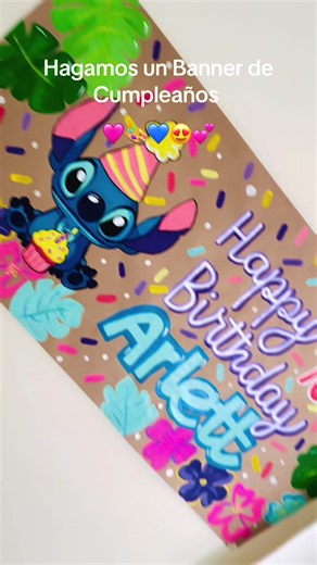 Por fin mi primer banner!!! Y ya me están agendando más 🥹 📍Chiclayo #banners #stich #bannerdecumpleaños #happybirthday