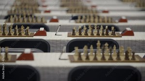 Chessboards and figures at chess competition world cadets championship
