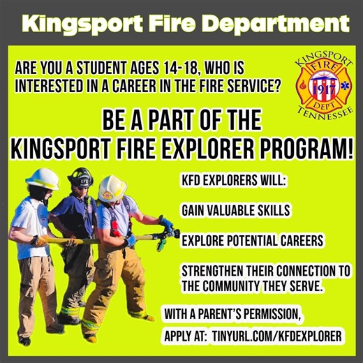 The Kingsport Fire Department is excited to launch the Kingsport Fire Explorer Program, a hands-on opportunity for teens ages 14–18 who are interested in the fire service, emergency response, and public safety. | Kingsport Fire Department